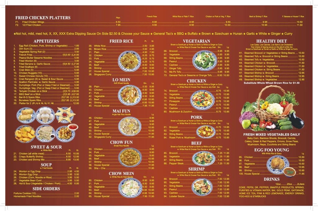 China King Menu 